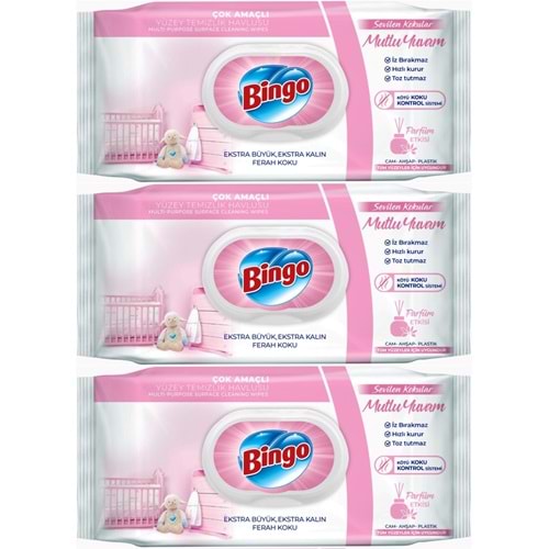 Bingo Clean Yüzey Temizlik Havlusu 96 Yaprak Sevilen Kokular Mutlu Yuvam (3 Lü Set) 288 Yaprak