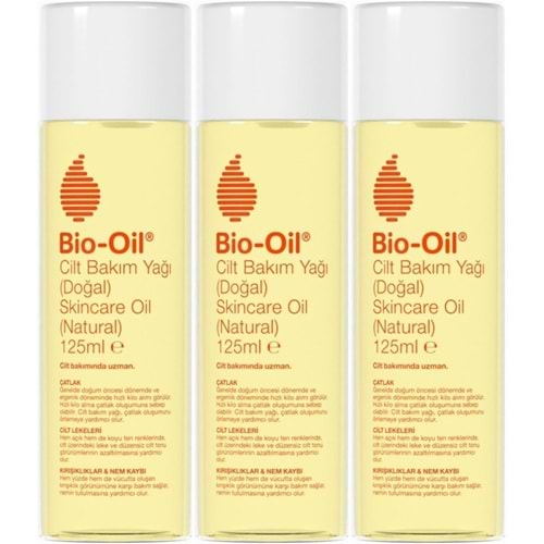 Bio-Oil %100 Natural Çatlak & Leke Karşıtı Nemlendirici Doğal Cilt Bakım Yağı 125ML (3 Lü Set)