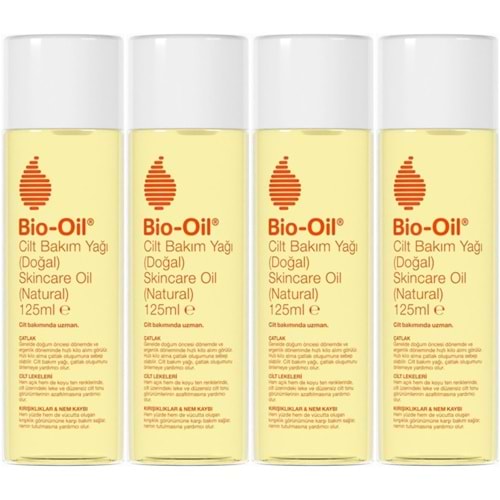 Bio-Oil %100 Natural Çatlak & Leke Karşıtı Nemlendirici Doğal Cilt Bakım Yağı 125ML (4 Lü Set)