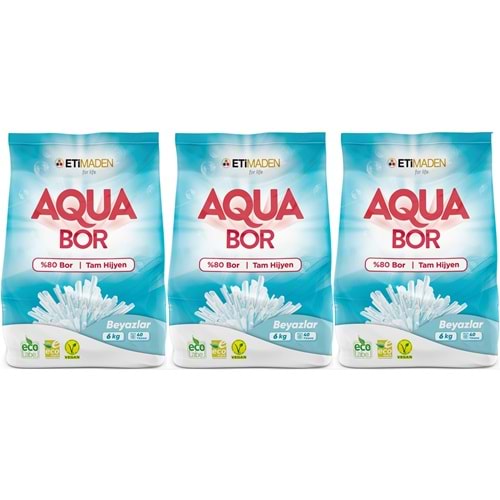 AquaBor Matik Toz Çamaşır Deterjanı 18KG (Beyazlar İçin) 120 Yıkama (3PK*6KG)