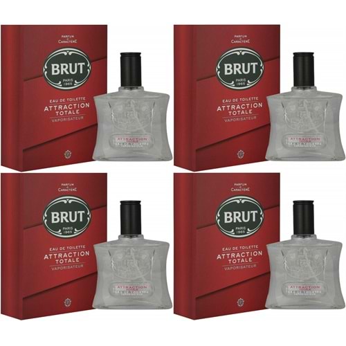 Brut Parfüm Erkek/Men 100ML Attraction Totale Edt (Kırmızı) (4 Lü Set)