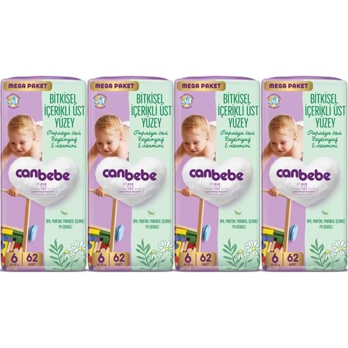 Canbebe Bebek Bezi 6 Beden 15-27 KG Exstra large 248 Adet MeGa Avantaj Fırsat Pk