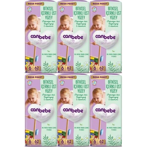Canbebe Bebek Bezi 6 Beden 15-27 KG Exstra large 372 Adet MeGa Ekstra Fırsat Pk