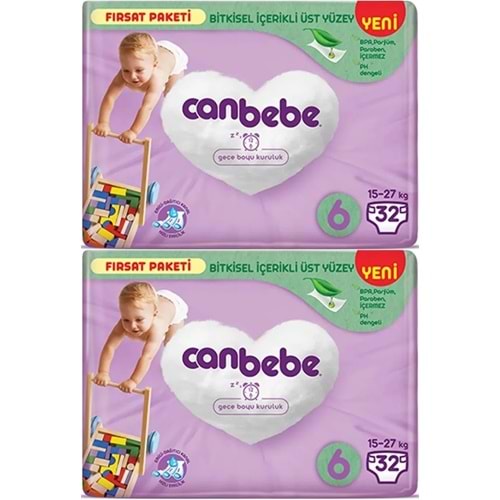 Canbebe Bebek Bezi 6 Beden 15-27 KG Extra Large 64 Adet Ekonomik Fırsat Pk