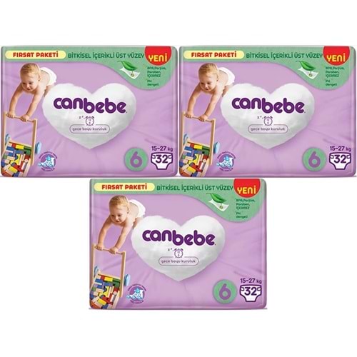 Canbebe Bebek Bezi 6 Beden 15-27 KG Extra Large 96 Adet Aylık Fırsat Pk