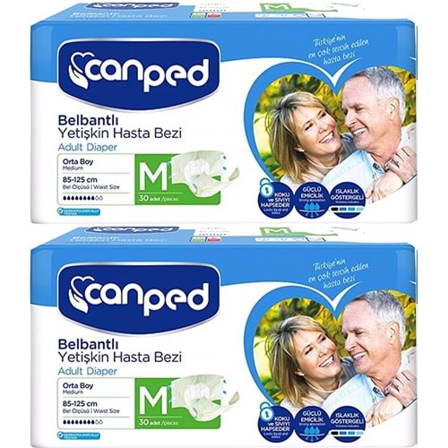 Canped Yetişkin Bezi Bel Bantlı Polietilen M - Orta - Medium 60 Adet