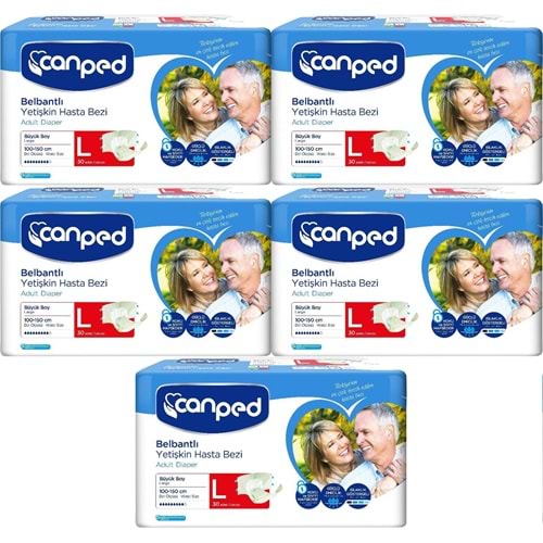 Canped Yetişkin Bezi Bel Bantlı Polietilen L - Büyük - Large 150 Adet