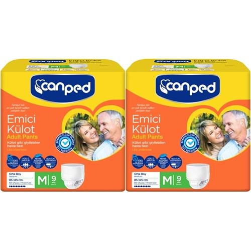 Canped Emici Külot Yetişkin Bezi M - Orta 18 Adet (2PK*9)