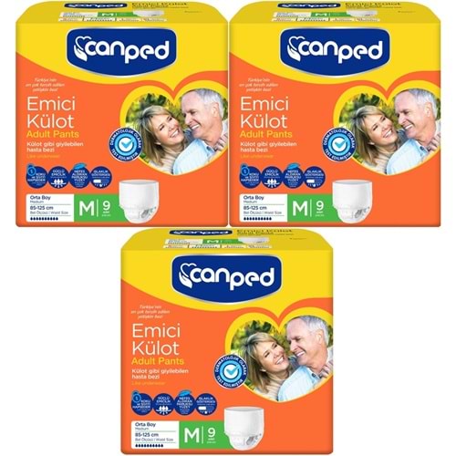Canped Emici Külot Yetişkin Bezi M - Orta 27 Adet (3PK*9)