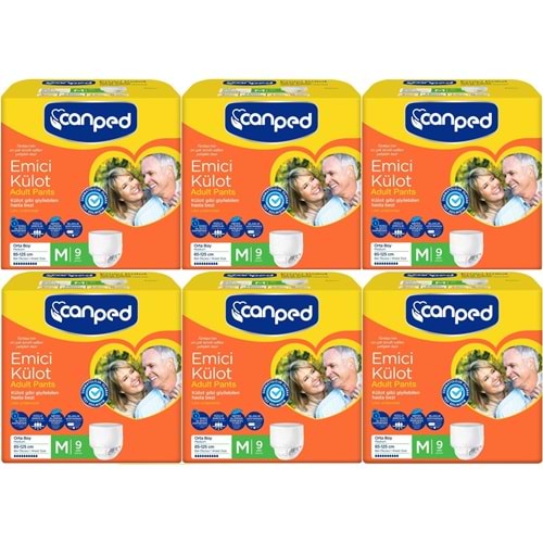 Canped Emici Külot Yetişkin Bezi M - Orta 54 Adet (6PK*9)