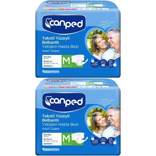 Canped Yetişkin Bezi Bel Bantlı Tekstil Yüzey M - Orta - Medium 36 Adet