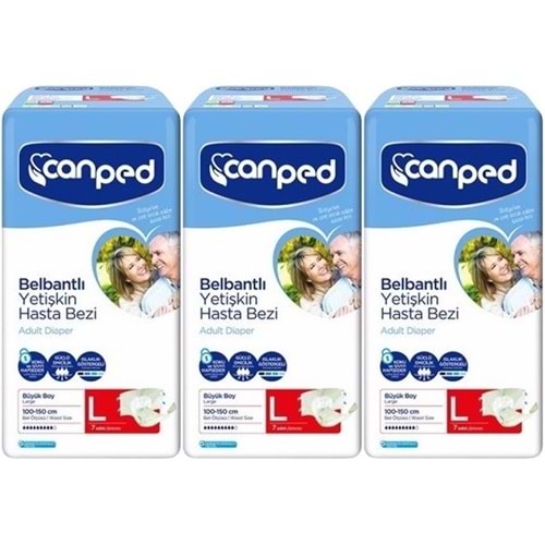 Canped Yetişkin Bezi Bel Bantlı Polietilen L-Large Büyük Boy 21 Adet (3PK*7)