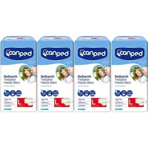 Canped Yetişkin Bezi Bel Bantlı Polietilen L-Large Büyük Boy 28 Adet (4PK*7)