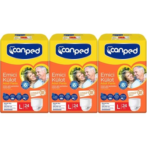 Canped Emici Külot Yetişkin Bezi L - Büyük - Large 72 Adet (3PK*24)