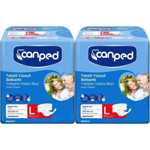 Canped Yetişkin Bezi Bel Bantlı Tekstil Yüzey L - Büyük - Large 28 Adet