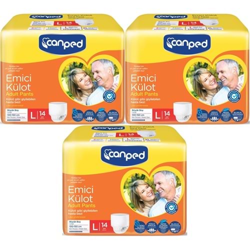 Canped Emici Külot Pants Yetişkin Bezi L - Büyük - Large Ekonomik Pk 42 Adet (3PK*14)