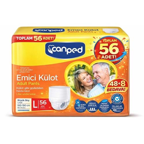 Canped Emici Külot Pants Hasta Yetişkin Bezi L - Büyük - Large Ekonomik Pk 56 Adet (4PK*14)