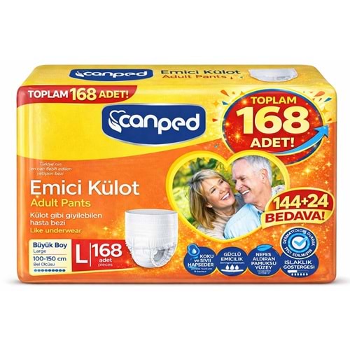 Canped Emici Külot Pants Hasta Yetişkin Bezi L - Büyük - Large Ekonomik Pk 168 Adet (12PK*14)