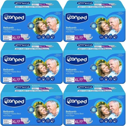 Canped Yetişkin Bezi Bel Bantlı Tekstil Yüzey XL - Ekstra Large - Extra Large 138 Adet