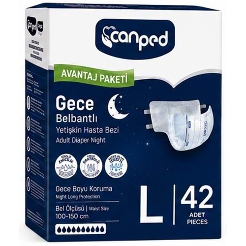 Canped Yetişkin Bezi Bel Bantlı Gece Night L - Büyük - Large 42 Adet