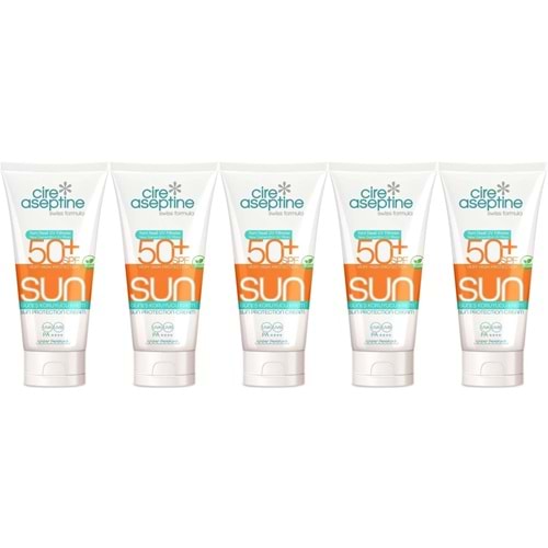 Cire Aseptine Sun Güneş Koruyucu Kremi 50+ SPF 150 ML (5 Li Set)