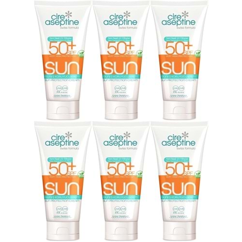 Cire Aseptine Sun Güneş Koruyucu Kremi 50+ SPF 150 ML (6 Lı Set)