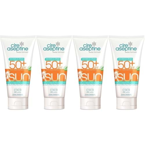 Cire Aseptine Sun Güneş Koruyucu Kremi Çocuk 50+ SPF 150 ML (4 Lü Set)