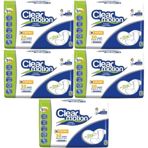 Clearmotion Yetişkin Bezi Bel Bantlı M - Orta - Medium 150 Adet (5PK*30)