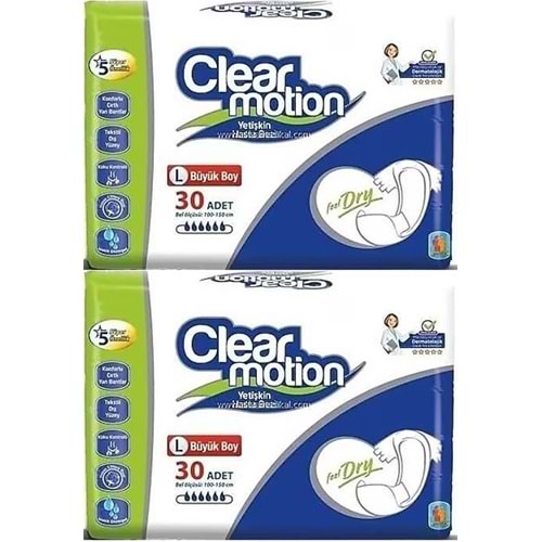 Clearmotion Yetişkin Bezi Bel Bantlı L - Büyük - Large 60 Adet (2PK*30)
