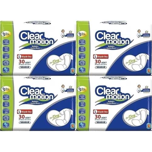 Clearmotion Yetişkin Bezi Bel Bantlı L - Büyük - Large 120 Adet (4PK*30)