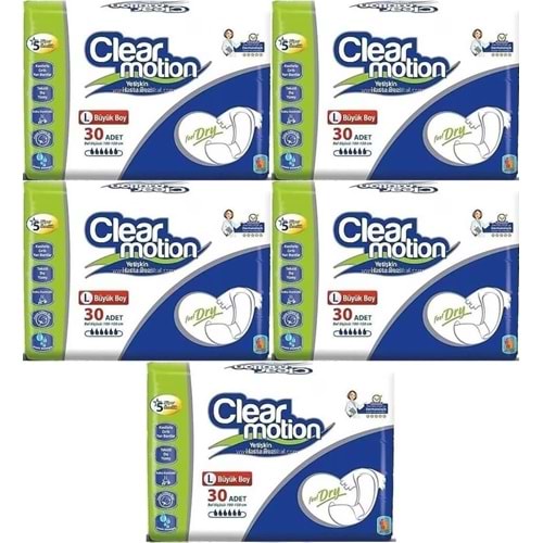 Clearmotion Yetişkin Bezi Bel Bantlı L - Büyük - Large 150 Adet (5PK*30)