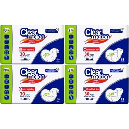 Clearmotion Yetişkin Bezi Bel Bantlı XL - Ekstra Büyük - Extra Large 120 Adet (4PK*30)