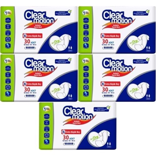 Clearmotion Yetişkin Bezi Bel Bantlı XL - Ekstra Büyük - Extra Large 150 Adet (5PK*30)