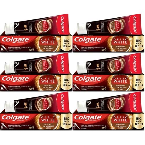 Colgate Diş Macunu Optic White 125ML Çay-Kahve-Sigara (6 Lı Set)