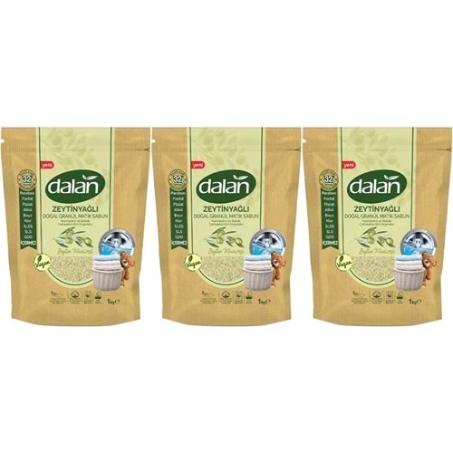 Dalan Doğal Granül Sabun Tozu 1Kg Bebekler İçin %100 Zeytinyağlı (3 Lü Set)