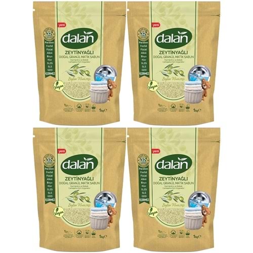 Dalan Doğal Granül Sabun Tozu 1Kg Bebekler İçin %100 Zeytinyağlı (4 Lü Set)