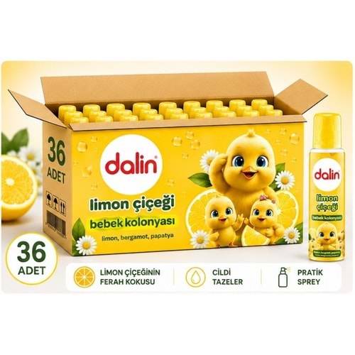 Dalin Bebek Kolonyası 150ML Limon Çiçeği (Limon-Bergomat-Papatya) (36 Lı Set)