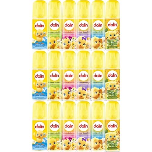 Dalin Bebek Kolonyası 150ML (Okyanus-Orman-Deniz-Çiçek-Bahar-Limon) Karma 18 Li Set
