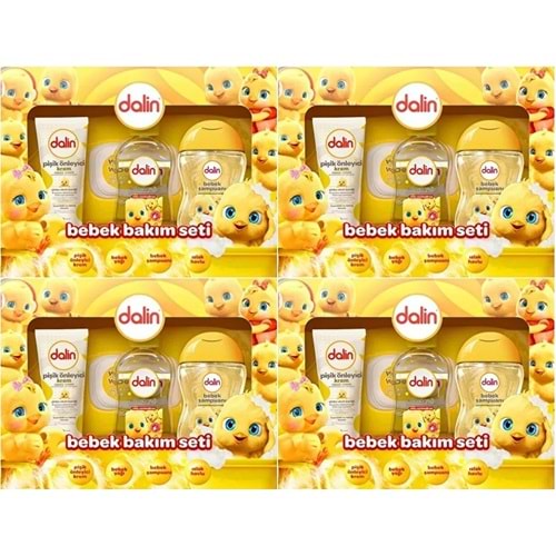 Dalin Bebek Bakım Seti 4 Parça (Kutulu) Yenidoğan Seti (Karma 4 Lü Set)