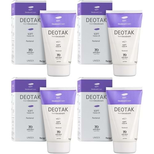 Deotak Krem Deodorant Unisex 35ML Soft (Hassas Cilt) (4 Lü Set)
