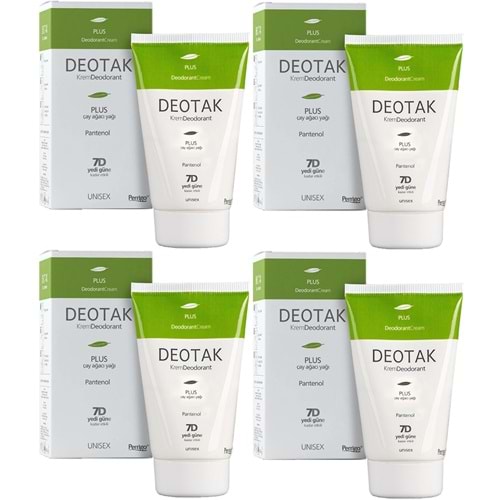 Deotak Krem Deodorant Unisex 35ML Plus (Çay Ağaçı Yağı) (4 Lü Set)