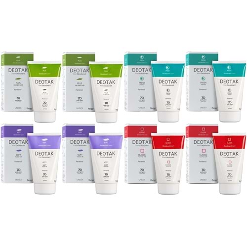 Deotak Krem Deodorant Unisex 35ML (Normal Cilt/Mentol/Hassas/Çay Ağacı Yağı) Karma (8 Li Set)