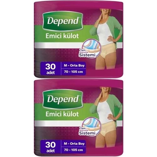 Depend Emici Külot Yetişkin Bezi Medium - Orta Kadın 60 Adet (2PK*30)