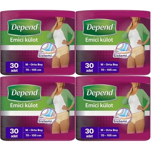 Depend Emici Külot Yetişkin Bezi Medium - Orta Kadın 120 Adet (4PK*30)