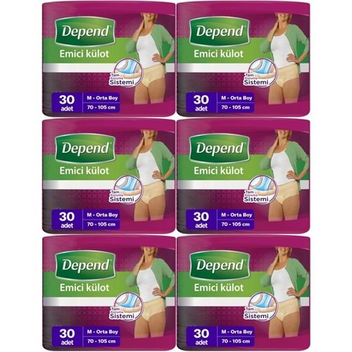 Depend Emici Külot Yetişkin Bezi Medium - Orta Kadın 180 Adet (6PK*30)
