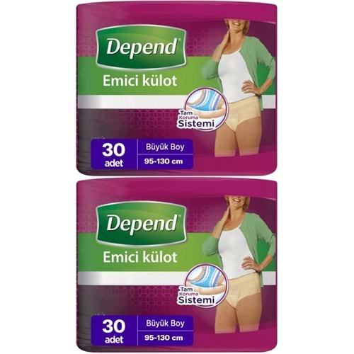 Depend Emici Külot Yetişkin Bezi Large - Büyük Kadın 60 Adet (2PK*30)