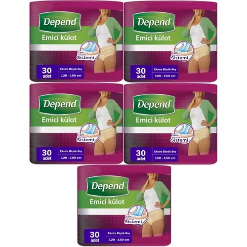 Depend Emici Külot Yetişkin Bezi XL - Extra Büyük Kadın 150 Adet (5PK*30)