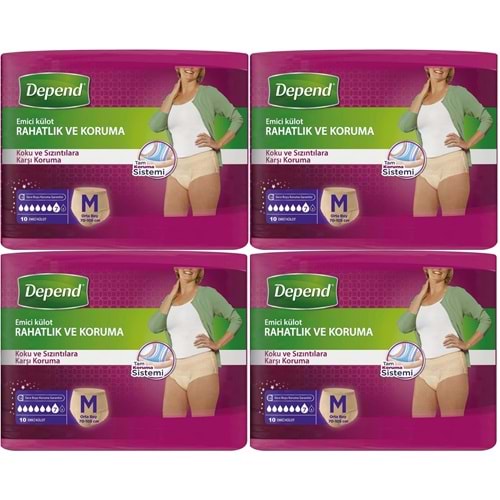 Depend Emici Külot Yetişkin Bezi Medium - Orta Kadın 40 Adet (4PK*10)