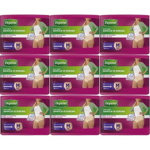 Depend Emici Külot Yetişkin Bezi Medium - Orta Kadın 90 Adet (9PK*10)