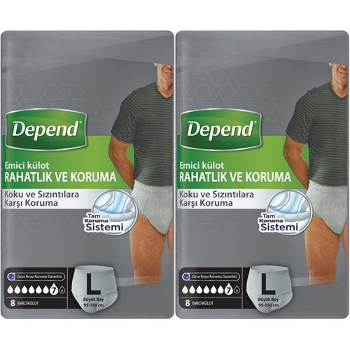 Depend Emici Külot Pants Yetişkin Bezi L - Büyük - Large Erkek 16 Adet (2PK*8)